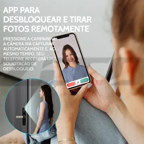 Fechadura Eletronica Digital Biométrica Câmera E Wifi Tuya