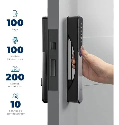 Fechadura Digital De Embutir Wi-fi Ip55 De6100i Samba Preto Cor Preta