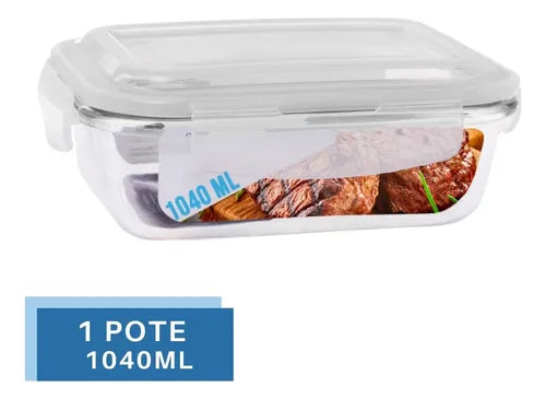 Pote De Vidro 1040ml Vai Ao Forno, Microondas Com Tampa 1un
