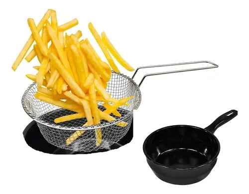 Frigideira Fritatudo Fritadeira Cesto 20cm Esmaltada Roa Cor Preto
