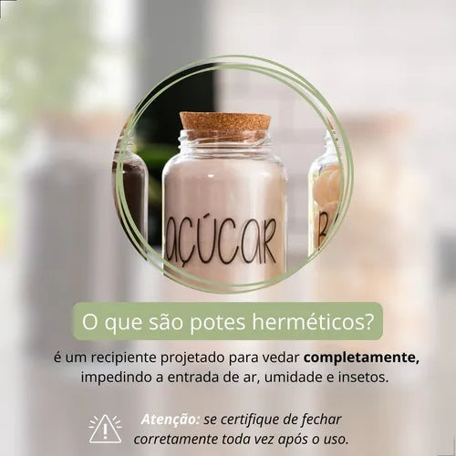 Kit 3 Potes De Vidro 810ml - Tampa De Rolha Cantinho Do Café Cor Café Açúcar Biscoito