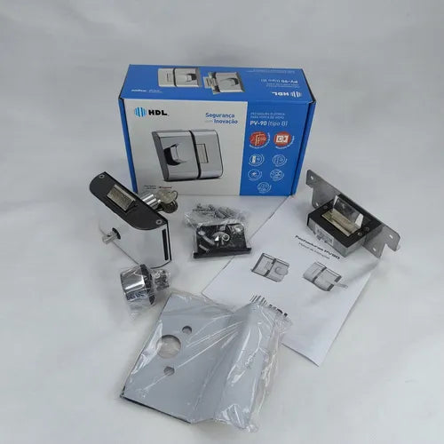 Fechadura Pv90 1r Af B vidro alvenaria abertura P/ Fora 12V inox HDL