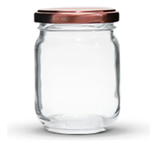 12 Potes De Vidro 200ml Com Tampas Metálicas E Lacres Cor Rosê Gold