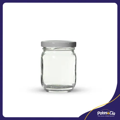 24 Potes De Vidro 200ml Com Tampas Metálicas E Lacres Cor Branco