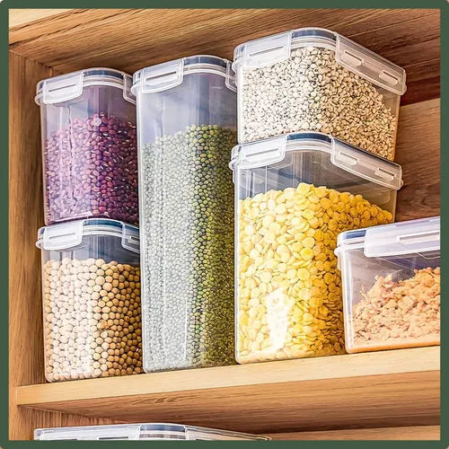 Cadencia Kit 15 Potes Herméticos Mantimentos Quadrado Cozinha Tampa Trava Recipientes De Organização Luvinco