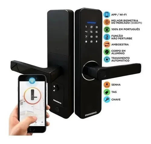 Fechadura Digital Eletronica Biometrica Wi-fi Rio Primebras