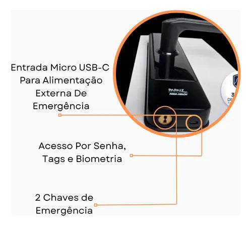 Fechadura Eletrônica Sl150 De Embutir Com Biometria Papaiz