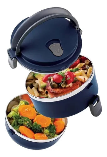 Lunch Box Marmita Dupla Inox 1,4l Com Alça Euro Home Lb1234