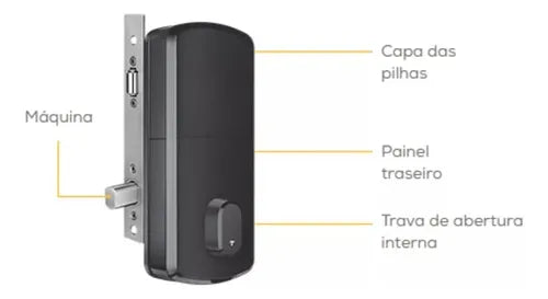 Fechadura digital T12 bluetooth biometria cartão chave senha preto AGL