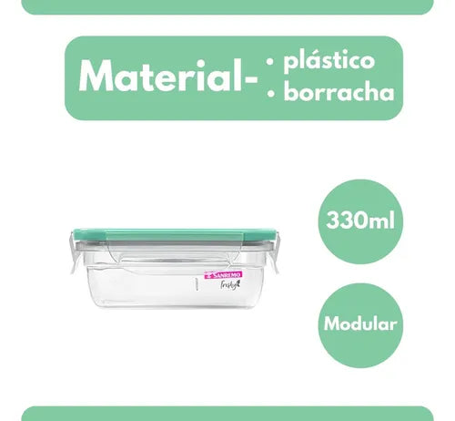 Pote Hermético com Travas Sanremo SR1763/33 para Micro-onda Freezer 330ml Cor Verde intenso
