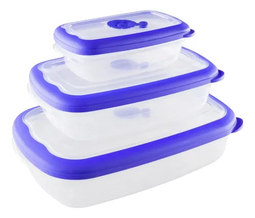 Kit De 3 Potes Herméticos Plástico Marmita Transparente
