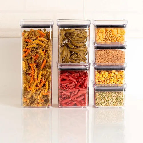 Kit Potes Organizador Mantimentos Hermético Quadrado 7