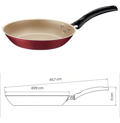Frigideira Antiaderente Tramontina Turim Profissional Grande 28 Cm Com Tampa Cor Vermelha
