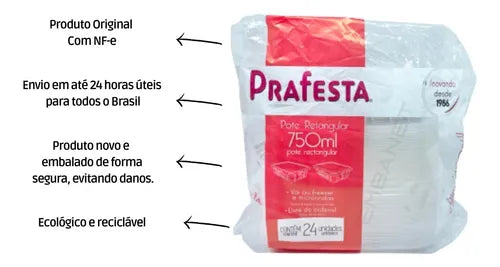Pote Marmita Fit Descartável 750ml Prafesta Com Tampa - 48u