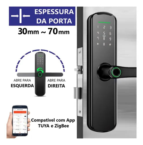 Fechadura Eletronica Digital Com Biometria App A5 Tuya Wi-fi