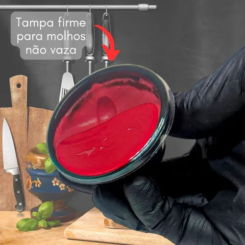 700un Potinho Molheira Pote Descartável De Molho Com Tampa 30ml Cor Preto Ideal Para Delivery Lefaust