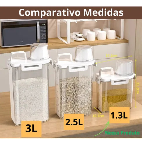 Pote Hermetico Com Copo Medidor E Bico Dosador Resistente