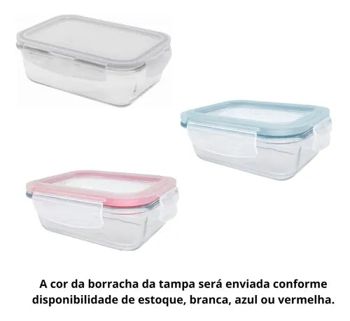 Kit 4 Potes Vidro Hermética Marmita Fitness Freezer 370ml