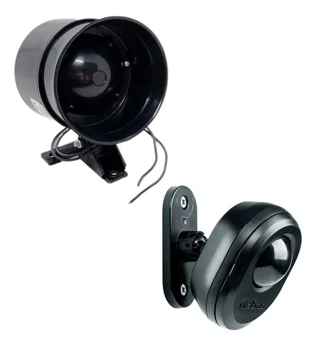 Kit Sirene Sensor De Presença Preto Bivolt 110v 220v Alarme