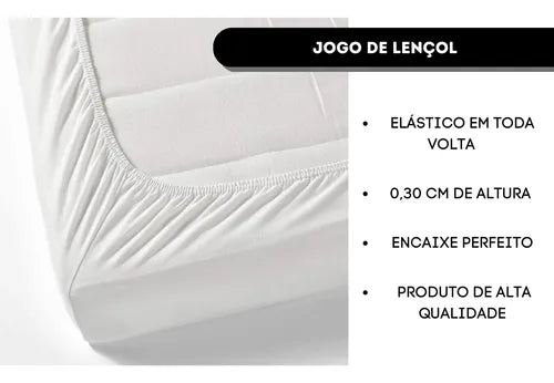 Conjunto Lençol Solteiro 3 Peças 400 Fios Ponto Palito