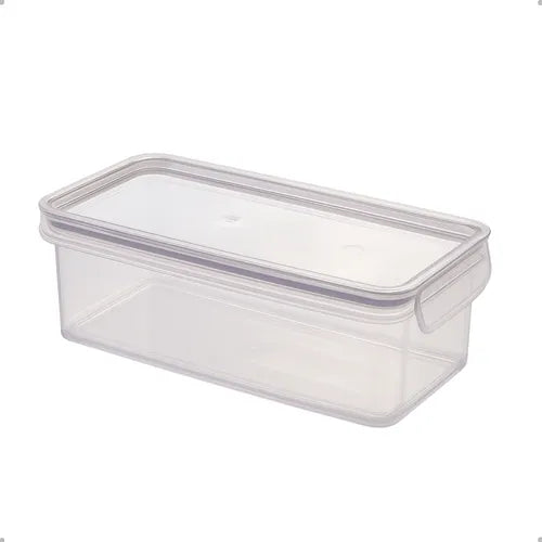 Pote Hermético Plástico 875ml Retangular Com Tampa Vedado Cor Cinza