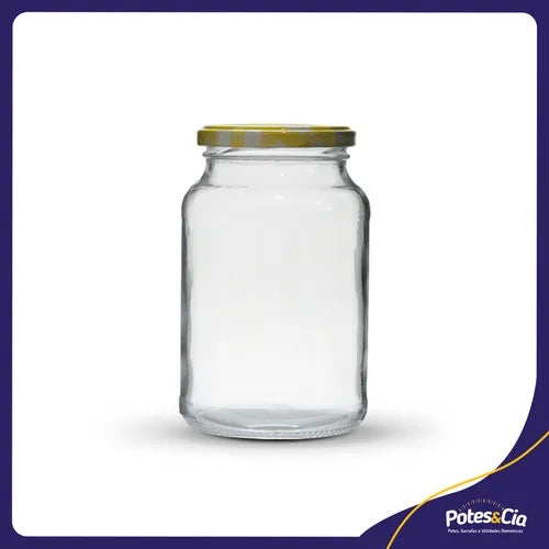 15 Potes De Vidro Conserva 600ml + Tampas Metálicas E Lacres Cor Amarelo Xadrez
