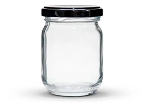 24 Potes De Vidro 200ml Com Tampas Metálicas E Lacres Cor Preto