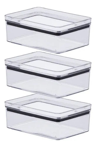 3 Potes Herméticos Porta Frios Empilhável Acrílico Paramount
