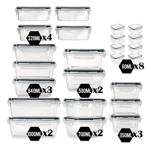 Conjunto 24 Potes Herméticos Croix Empilhavel Tampa E Trava! Cor Transparente