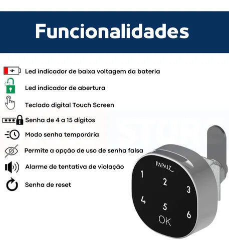 Fechadura Eletrônica Para Móveis Armários Gavetas De Madeira