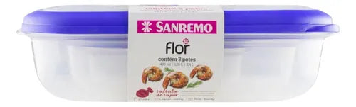 Kit De 3 Potes Herméticos Plástico Marmita Transparente