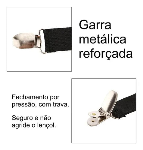 Prendedor Elástico Lençol 3 Pontas Garra Metálica Cama Kit 4 Cor Preto Desenho Do Tecido Liso