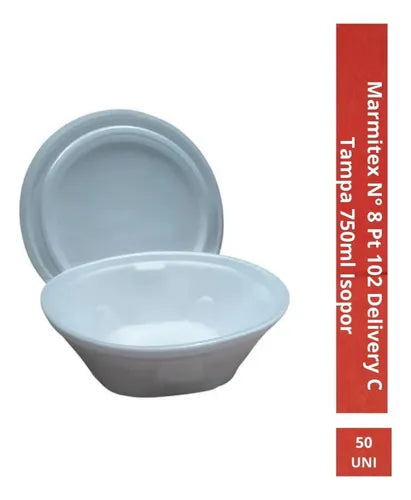 Marmitex Isopor Redondo Copobras Pt 102 Nº8 750ml 50 Unid. Cor Branco