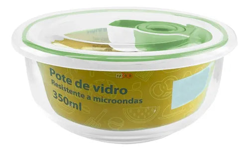 Kit 5x Pote Marmita Hermética De Vidro 350ml Fitness Tampa