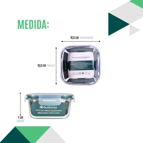 Kit 4 Pote De Vidro Tampa Hermética 4 Travas Vedação 800ml