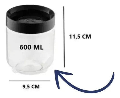 Pote Organizador Mantimentos 6un Multiuso Cozinha 600ml Luxo