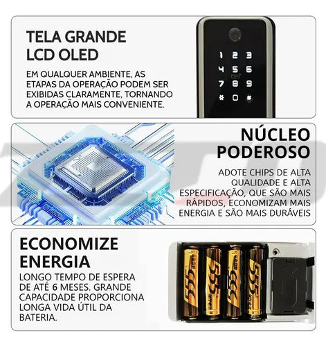 Fechadura Eletronica Digital Biométrica Câmera E Wifi Tuya