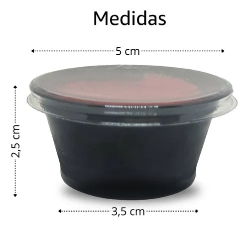 700un Potinho Molheira Pote Descartável De Molho Com Tampa 30ml Cor Preto Ideal Para Delivery Lefaust