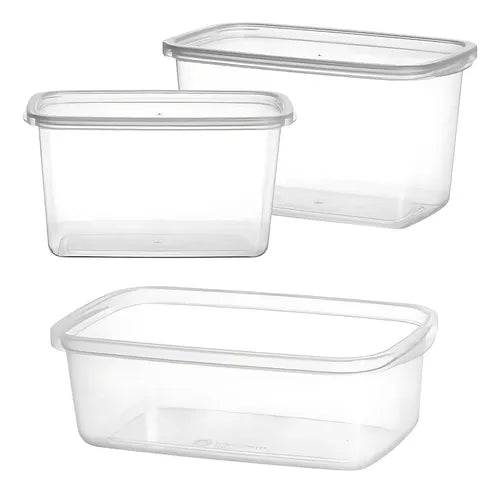 4 Potes Volare Transparente Rischioto 1,2 L E 3,0 L Pote Plástico Com Tampa Marmita Descartável Jogo De Potes