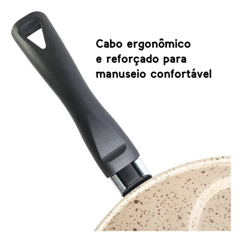 Frigideira 4 Em 1 Multiuso Com Divisórias Antiaderente Grill Cor Bege Stone