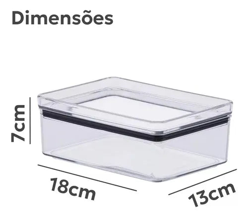 Pote Hermetico 770ml Porta Frios Acrilico Lumini Retangular Cor Transparente