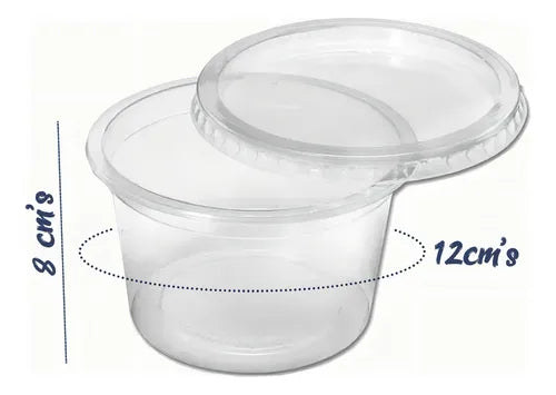 Pote Descartável Redondo C/ Tampa Transparente 500ml - 25un