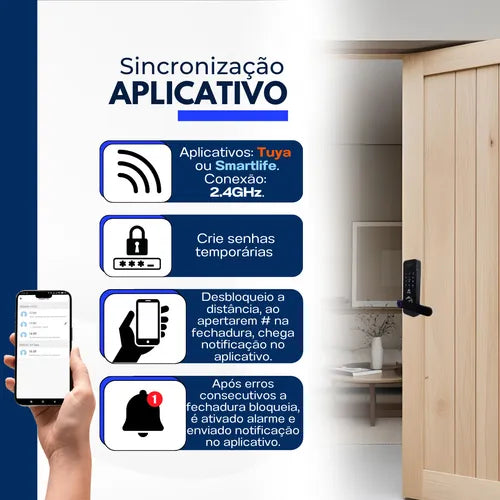 Fechadura Digital Biométrica Inteligente Touch Senha Câmera