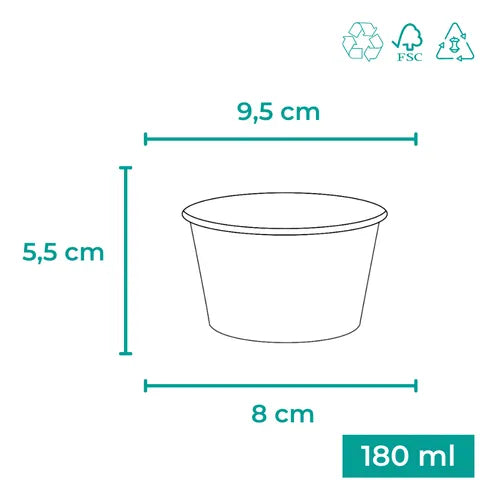 Pote De Papel Bio Açaí/sorvete 180ml C/tampa Cx 50 Unidades