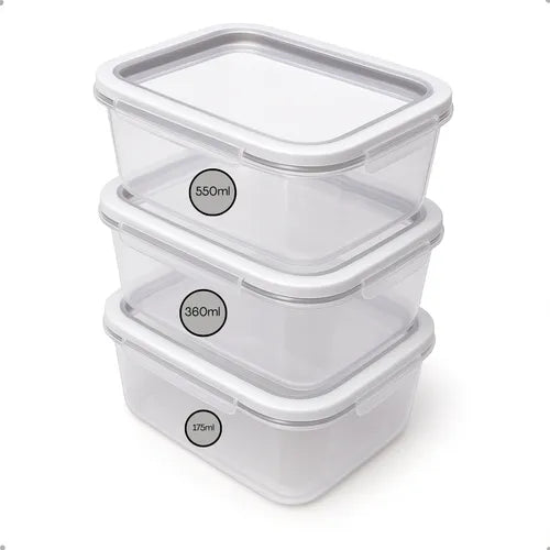 Kit 3 Potes Herméticos Marmita Microondas Vedação