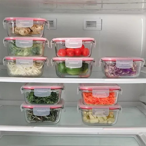 Pote De Vidro Retangular C/divisória E Tampa 640ml Marmita