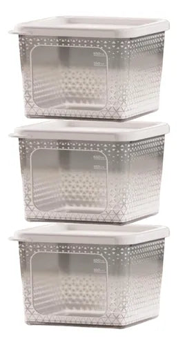 Kit 3 Pote Organizador Geladeira 1,5lt Alimentos Vegetais