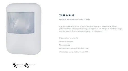 Sensor Presença Movimento Pir Sem Fio Rf433 P Central Alarme