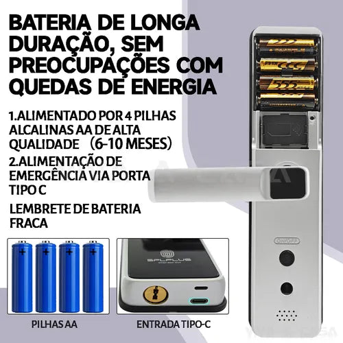 Fechadura Digital Eletronica C/ Câmera Senha Biométrica Wifi