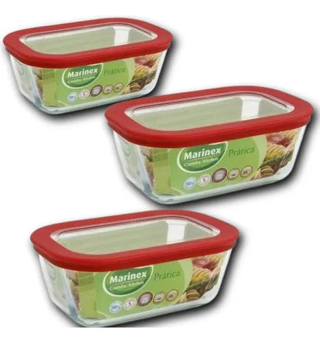 Marmita De Vidro 750ml Com Tampa De Silicone Marinex Cor Transparente